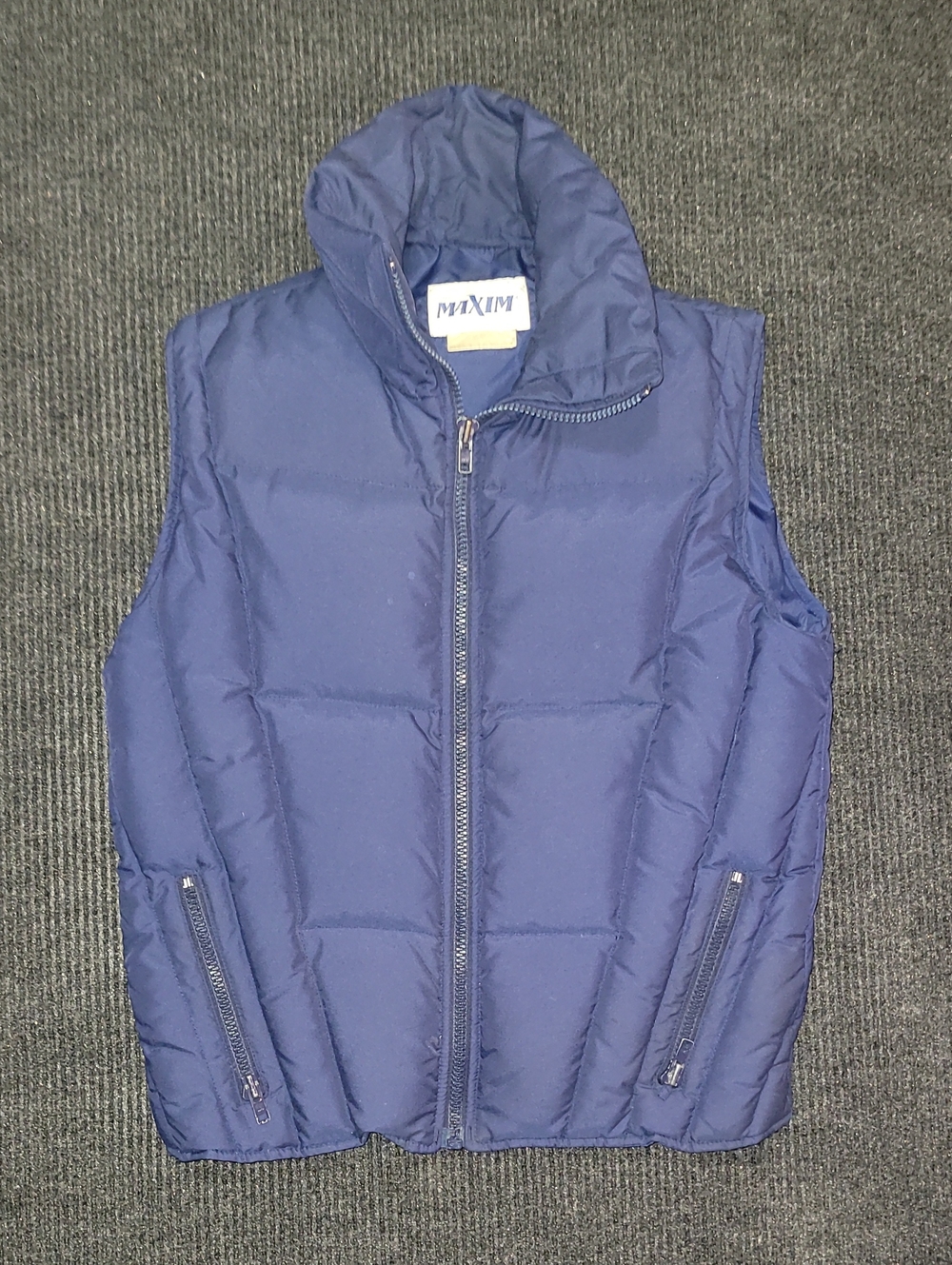 Vintage. 80s. Maxim. Down Puffer Vest. Full-zip. Men's Large